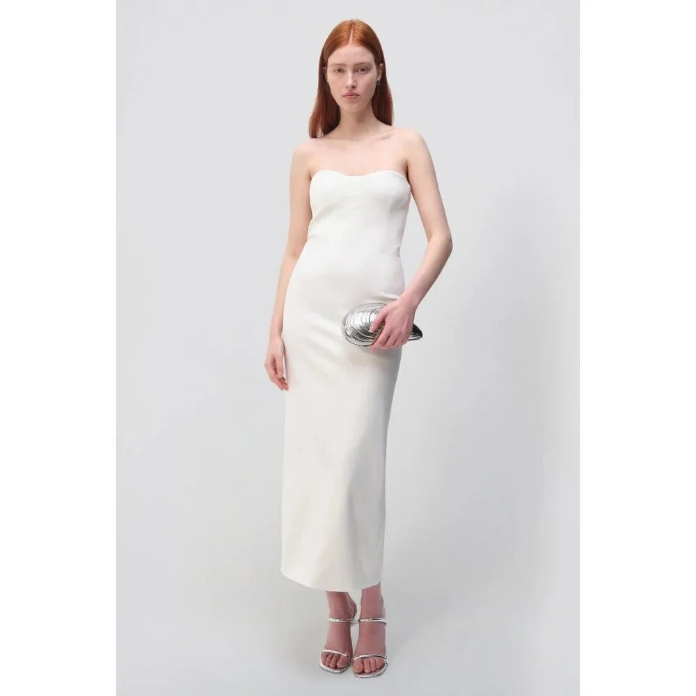 SIMKHAI Caspian Bustier Midi Dress in White New Womens Bodycon Corset - Picture 13 of 15